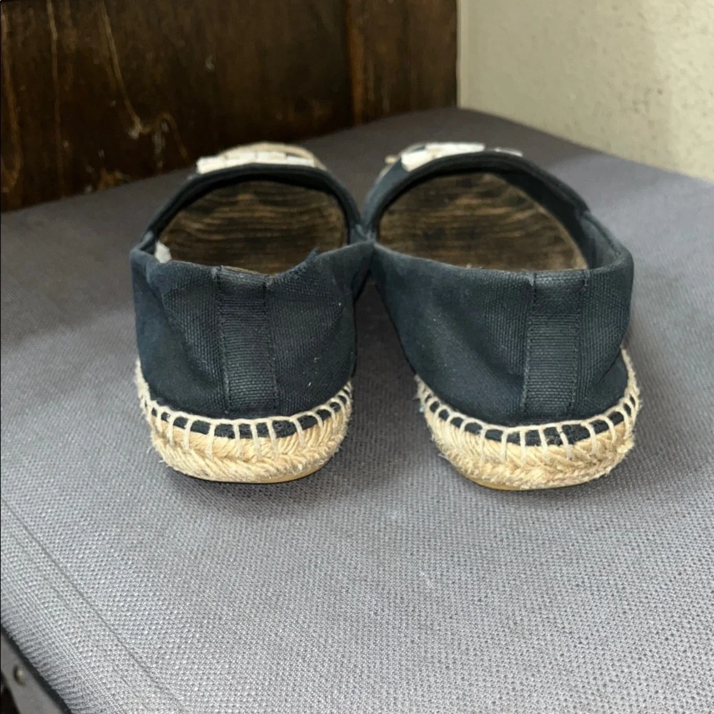 Tory Burch midnight blue Canvas Espadrille Flats with White Logo